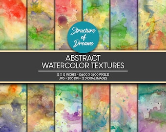 Abstract Watercolor Textures - Digital Paper Set - Printable - Instant Download - Texture Pack - Texture Set - Texture Paper Backgrounds