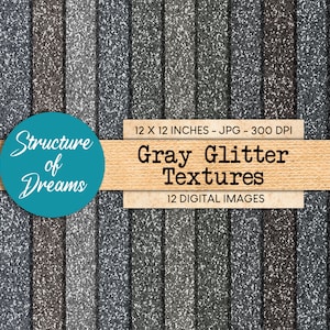Gray Glitter Textures - digital paper set - glitter background - texture paper pack backgrounds - Instant Download