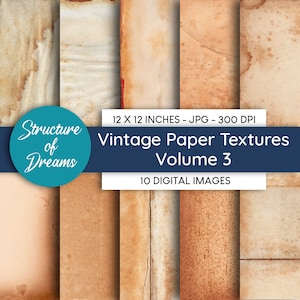Vintage Paper Textures Vol. 3 - digital paper set - texture paper pack backgrounds - Instant Download