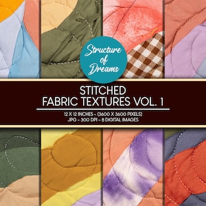 Stitched Fabric Textures Volume 1 - Digital Paper Set - Printable - Instant Download - Texture Pack - Texture Set - Texture Backgrounds