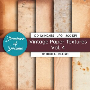 Vintage Paper Textures Vol. 4 - digital paper set - texture paper pack backgrounds - Instant Download