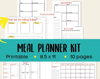 Mahlzeitenplaner Printable Bundle, Wochen- & Monatsplanung (digitaler Download)
