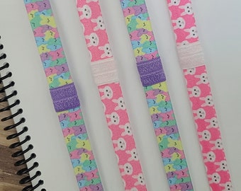 Pen holder for notebook, elastic book band, A4 planner book band, elastic planner book mark, planner pen loop, Easter elastic planner band