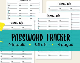 PRINTABLE Password Tracker Printable Password Keeper and - Etsy
