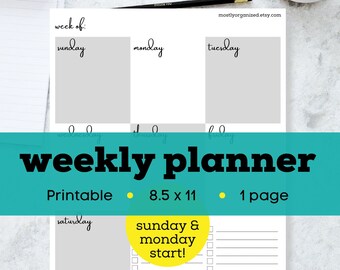 Mom planner printable weekly, weekly planner vertical classic, week at a glance planner printable, weekly checklist printable, undated