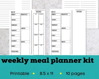 Meal planning bundle, weekly meal planner bundle, weekly meal planner download, printable weekly menu planner, meal planning kit