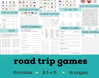 Road Trip Games for Kids, Travel Activity Pack (PDF Printable)