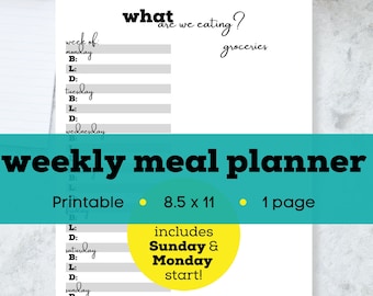 Weekly meal planning, printable meal plan template, weekly meal planner printable, lunch planner, weekly meal plan shopping list