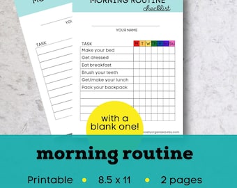 Morning routine checklist printable, kids morning routine printable, morning routine chart for kids, morning routine checklist for kids