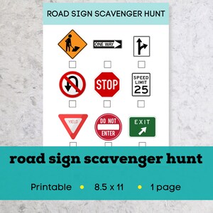 Printable road trip scavenger hunt for kids, printable travel games for kids, kid travel kit, road trip games for kids