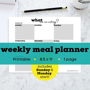 Weekly meal planner download, printable meal plan template, weekly meal planning, weekly meal plan shopping list, lunch planner