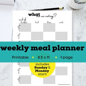 Weekly menu planner printable, weekly meal plan printable, weekly meal planner download, weekly meal planning, printable meal plan template