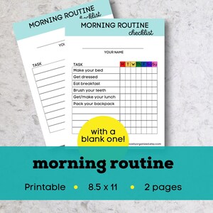 Morning routine checklist printable, kids morning routine printable, morning routine chart for kids, morning routine checklist for kids