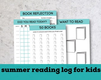 Printable reading journal for kids, summer reading log for kids, kids reading challenge, summer reading calendar, kids reading chart