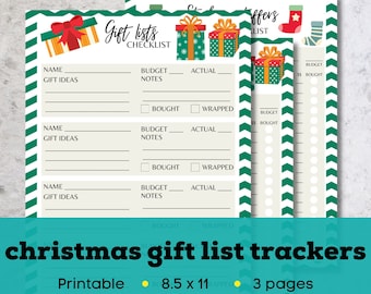 Ausdruckbare Weihnachten Geschenk Liste Tracker (Digitaler Download)