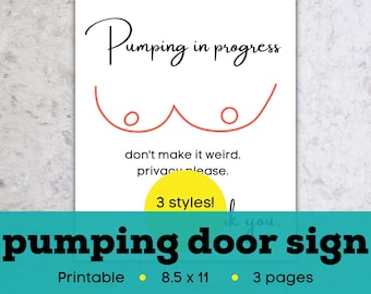Pumping in Progress Door Sign, Funny Office Printable (Digital Download)