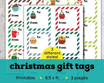 Printable holiday gift tag, square printable Christmas gift tags, Christmas tag printable, Square Christmas favor tags