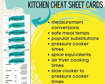 Küche Spickzettel, Küchenführer Print, Kochen Spickzettel, Küche zum Ausdrucken, Küchenchart, Kochen zum Ausdrucken, Kochen Print