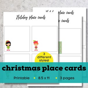 Cartes de lieu de vacances imprimables, cartes de place de Noël sous tente imprimables, cartes de place de Noël sous tente imprimables