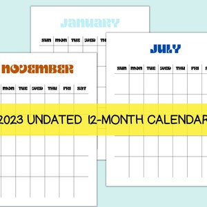 Month at a glance printable, Blank portrait calendar printable, Undated calendar template printable, Perpetual calendar printable