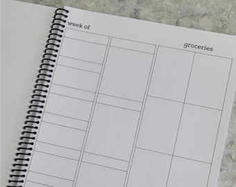 Monthly meal planner notebook and grocery list, ultimate meal planner notebook, weekly meal planner notebook, weekly meal planning notebook