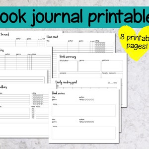 Printable reading journal, printable reading log, printable book tracker download, book list for adults, book list printable