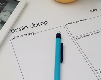 Minimalist brain dump printable, thought organizer, printable task list, printable to do list organizer, task triage, brain dump planner