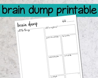 Minimalist brain dump printable, brain dump pdf, thought organizer, brain dump template, printable task list, printable to do list organizer