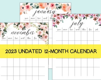 Undatierte Kalendervorlage zum Ausdrucken, Blanker Hochformat-Kalender zum Ausdrucken, immerwährender Kalender zum Ausdrucken, Monat auf einen Blick zum Ausdrucken