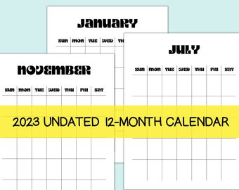 Monat auf einen Blick druckbar, Undatierte Kalendervorlage druckbar, Immerwährender Kalender druckbar, Blank Portrait Kalender druckbar,