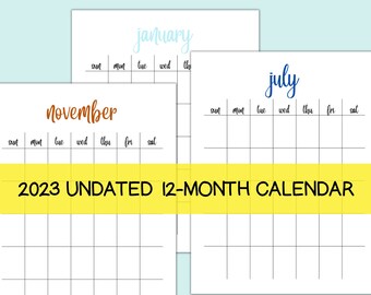 Blanker Hochformat-Kalender zum Ausdrucken, Ewiger Kalender zum Ausdrucken, Monat auf einen Blick zum Ausdrucken, Undatierte Kalendervorlage zum Ausdrucken,