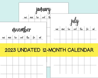 Blanker Hochformat-Kalender zum Ausdrucken, Ewiger Kalender zum Ausdrucken, Monat auf einen Blick zum Ausdrucken, Undatierte Kalendervorlage zum Ausdrucken,