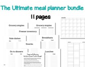Meal planner bundle printable, monthly meal planner printable, monthly meal planner and grocery list, weekly meal planner download