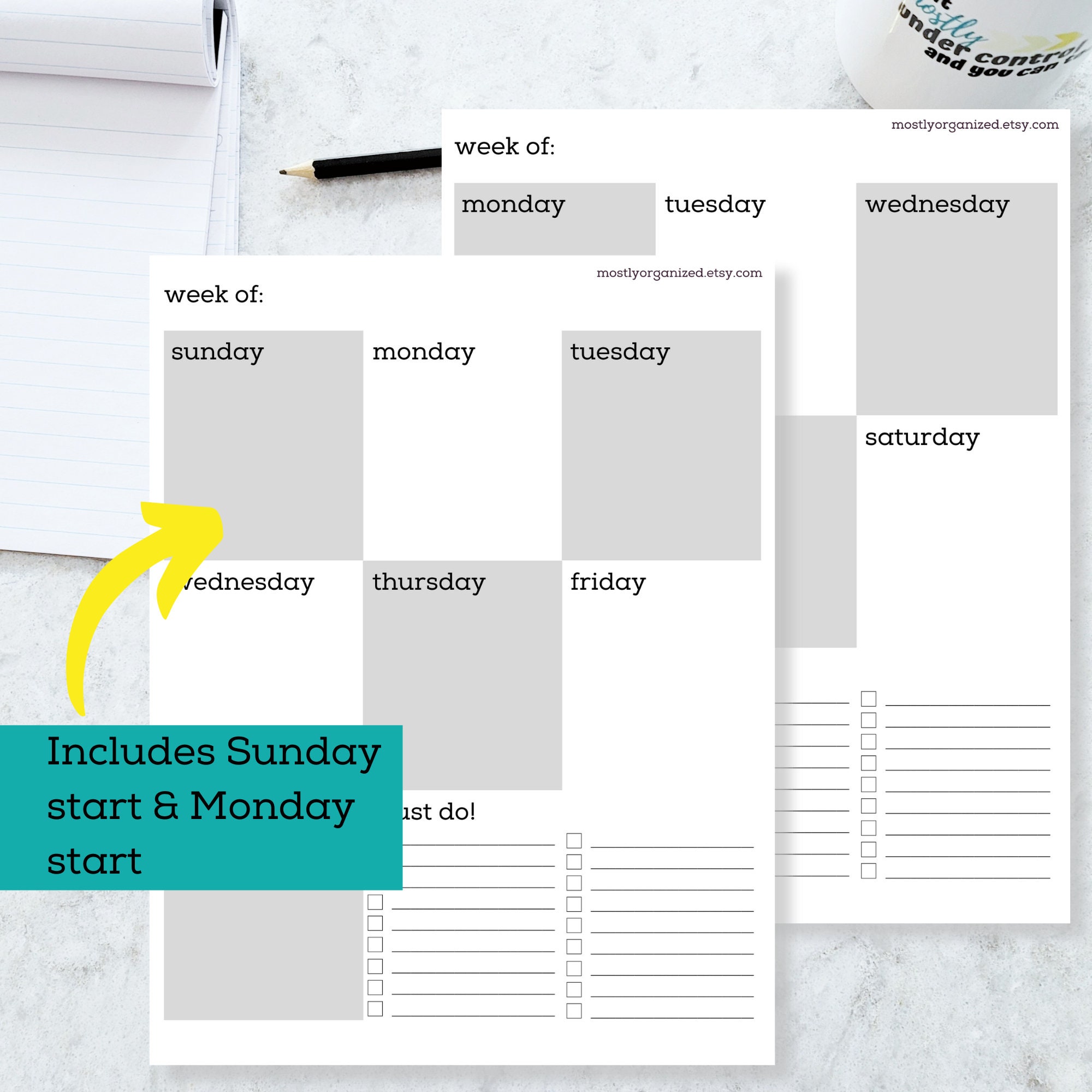 Minimalist Weekly Planner Printable Pdf, Print Out Planner, Week at a ...