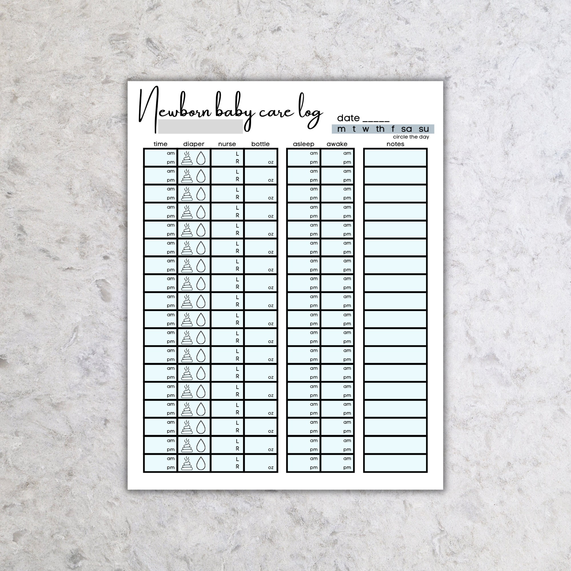 Infant Daily Report, Daily Baby Log, Printable Baby Log, Newborn Baby ...
