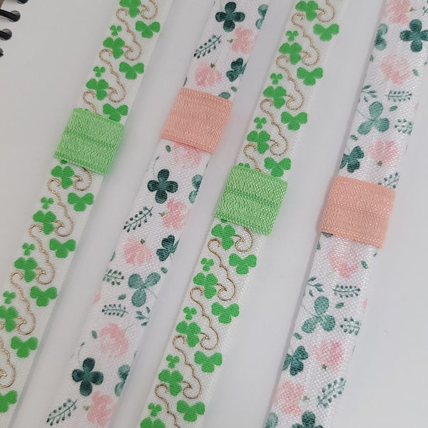 Spring elastic planner band, St. Patrick's day planner accessories, planner pen loop, Elastic planner book mark, A4 planner book band