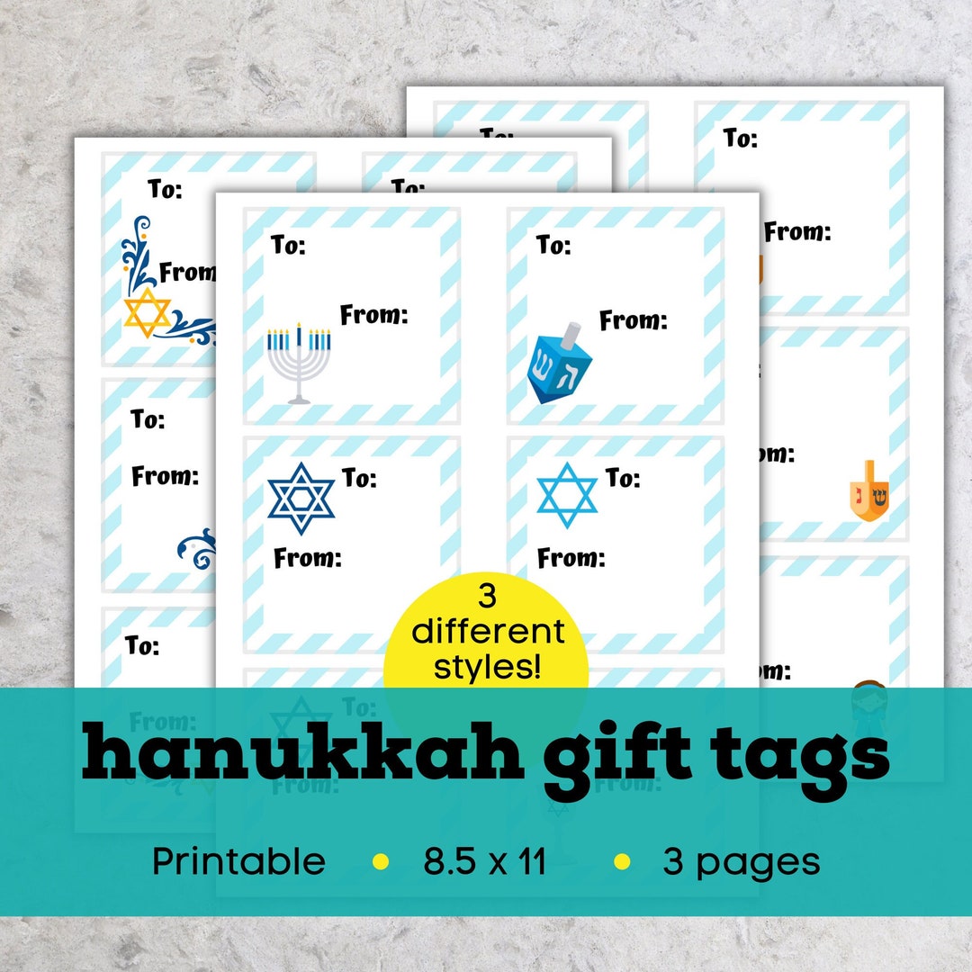 Printable Hanukkah Gift Tags, Hanukkah Tag Printable, Printable