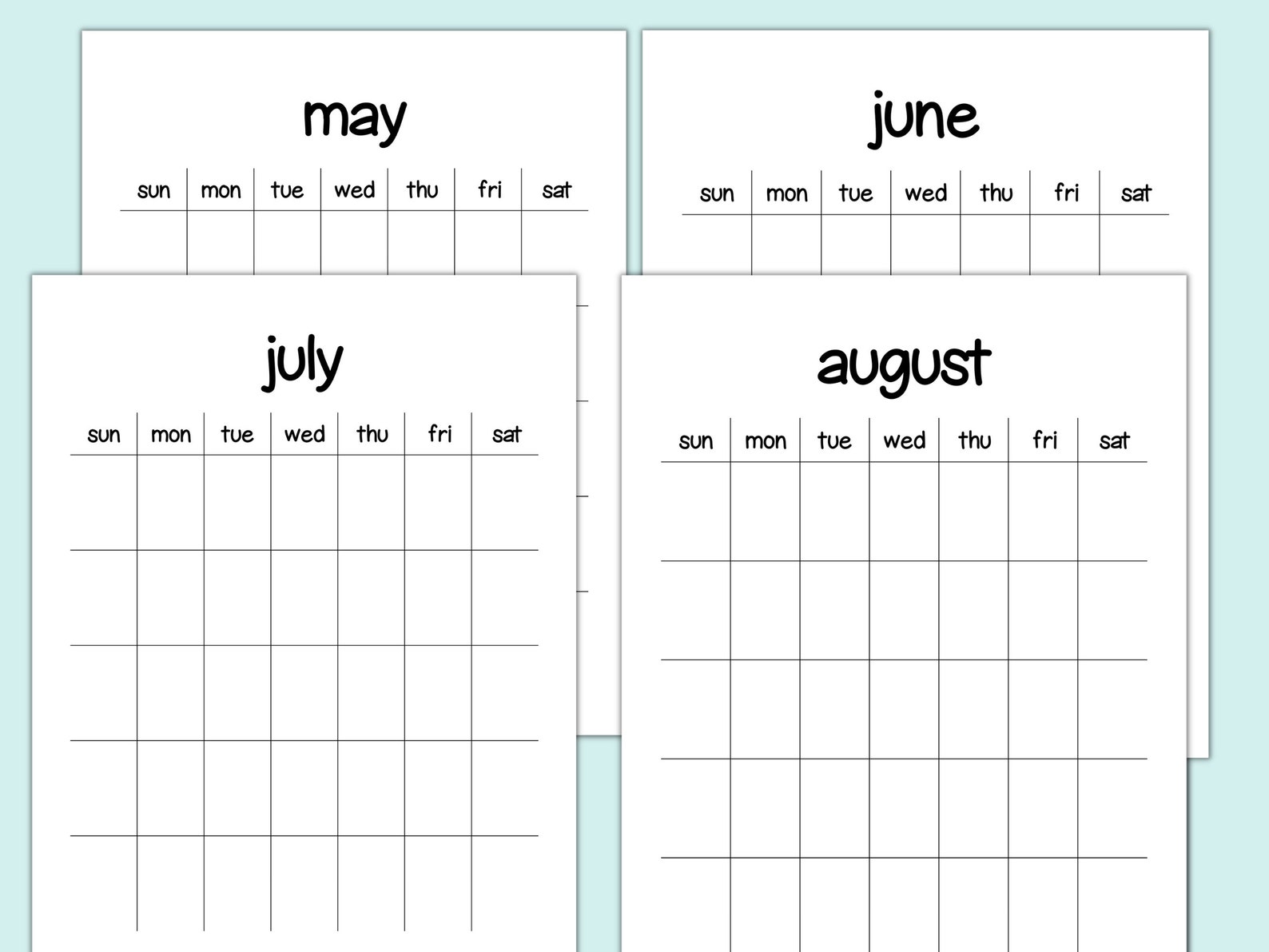 Blank Portrait Calendar Printable Undated Calendar Template - Etsy