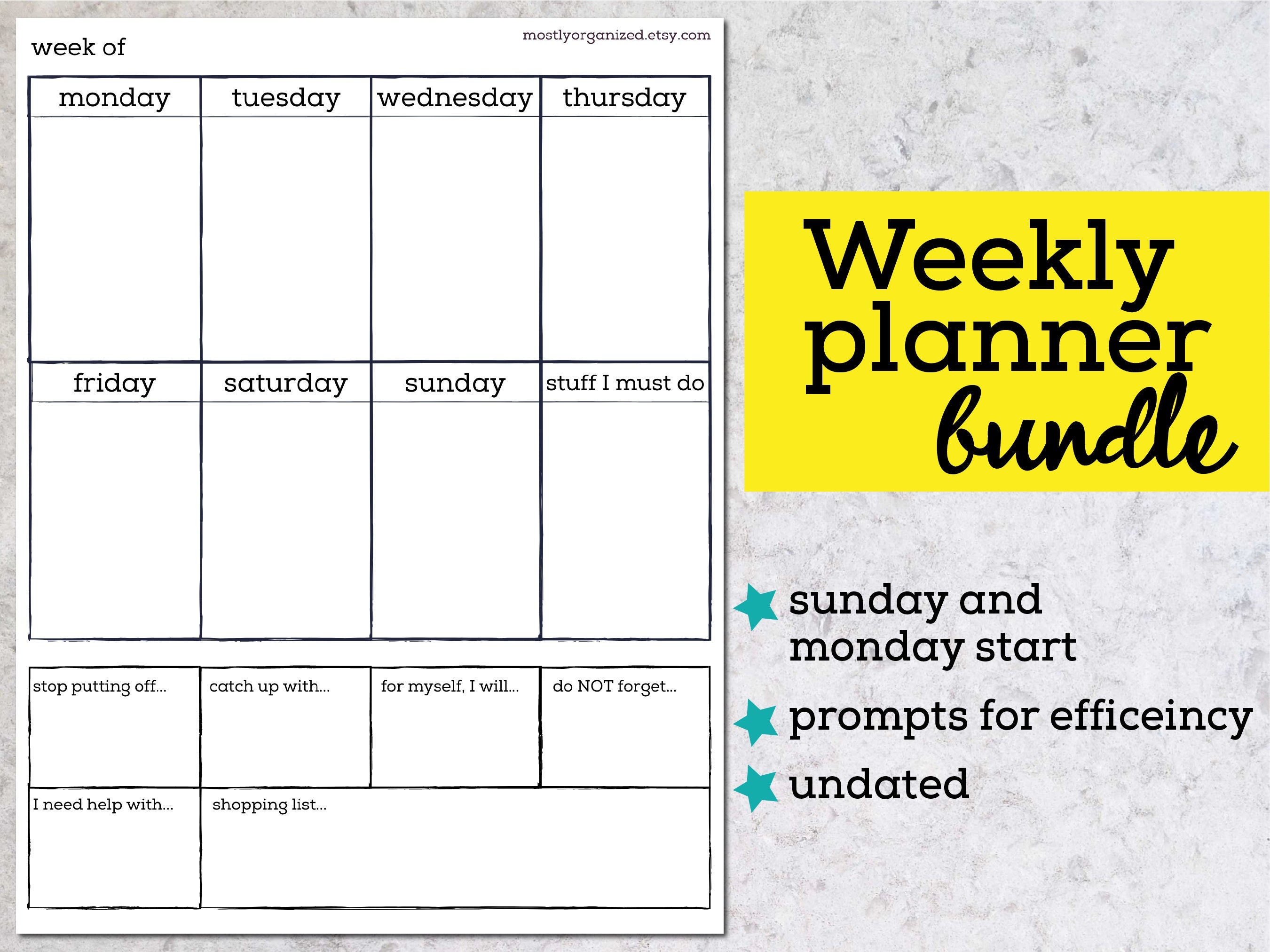 Vertical weekly planner printable weekly planner vertical mom weekly