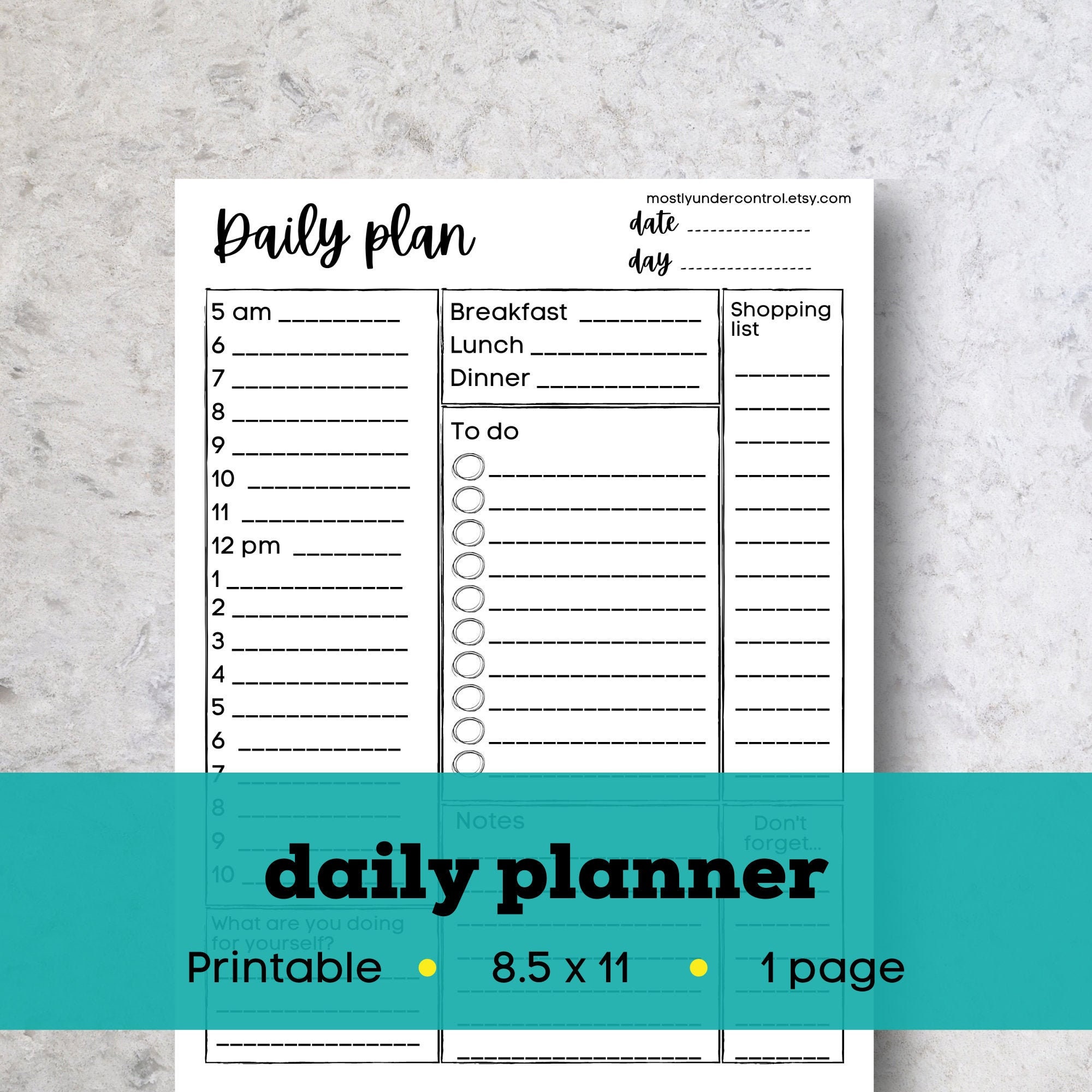 Daily printable planner, daily printable, planner printable, printable daily plan, downloadable planner, to do list planner