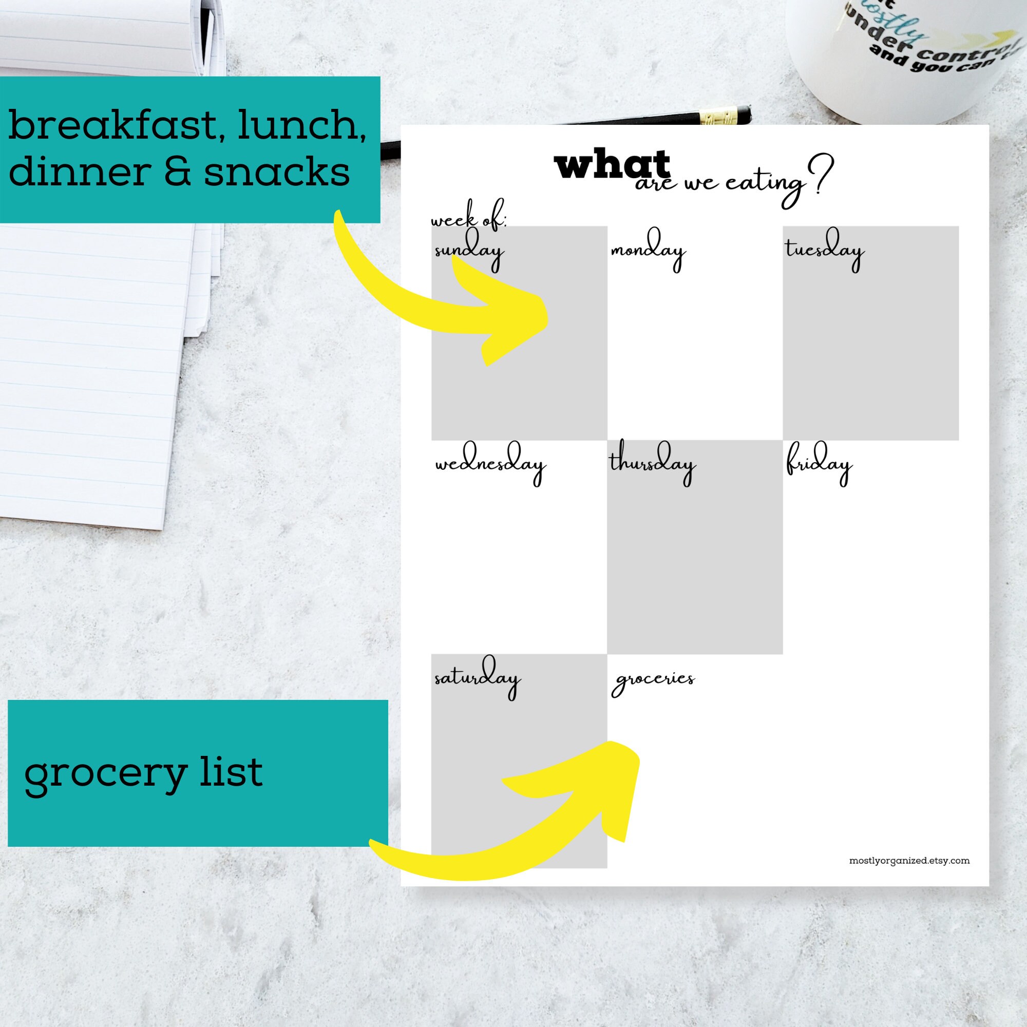 weekly dinner planner printable weekly menu planner etsy