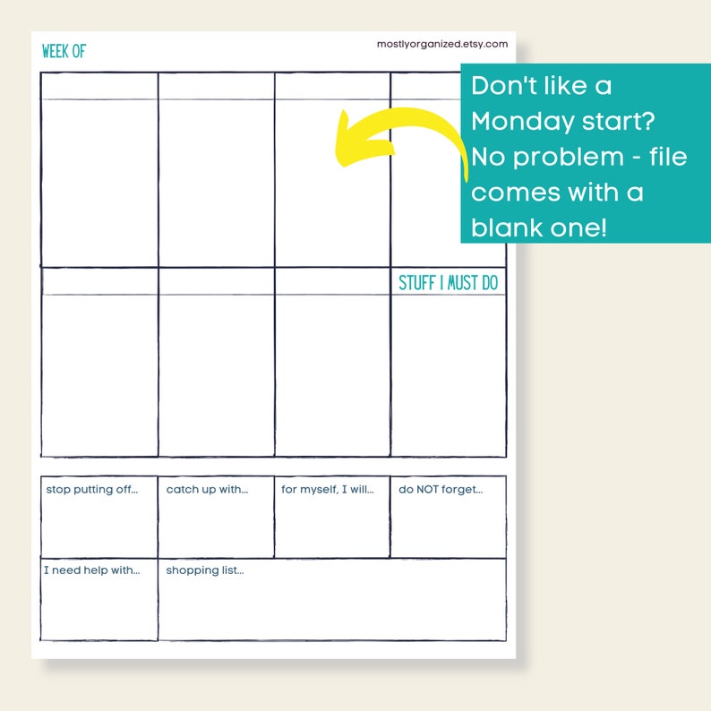 Mom weekly planner printable minimal, weekly planner pdf, weekly planner template, weekly planner for mom, weekly planner for binder image 4