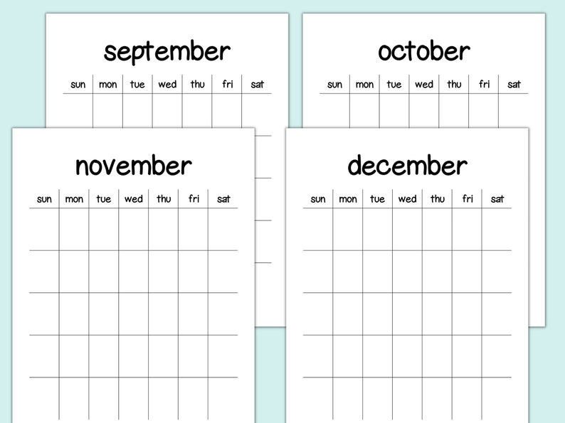 Blank Portrait Calendar Printable Undated Calendar Template - Etsy