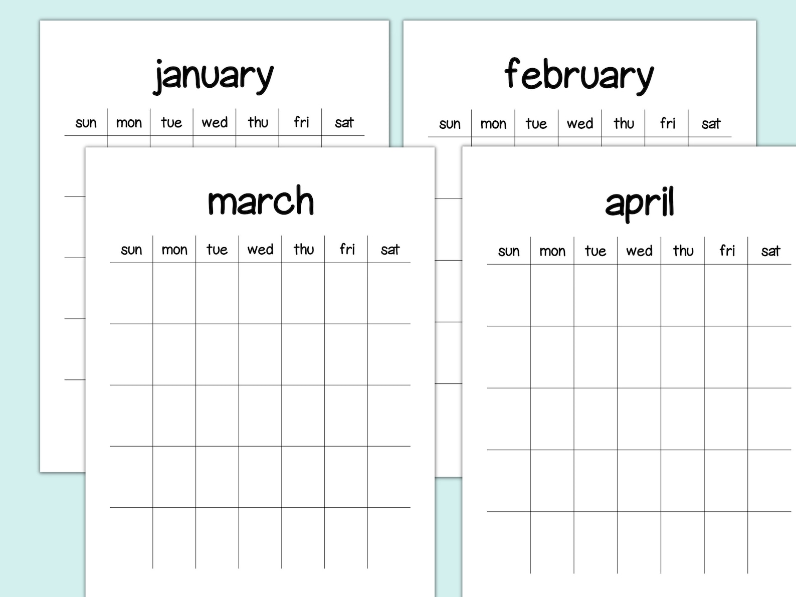 Blank Portrait Calendar Printable Undated Calendar Template - Etsy