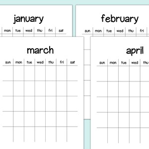 Blank Portrait Calendar Printable, Undated Calendar Template Printable ...