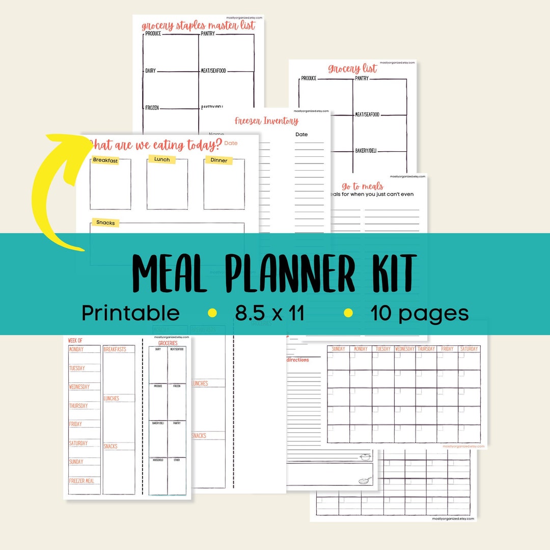Meal Planner Bundle Printable, Weekly Meal Planner Printable, Printable ...