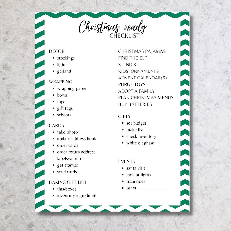 Printable Christmas Checklist, Christmas Planner Printable, Christmas ...