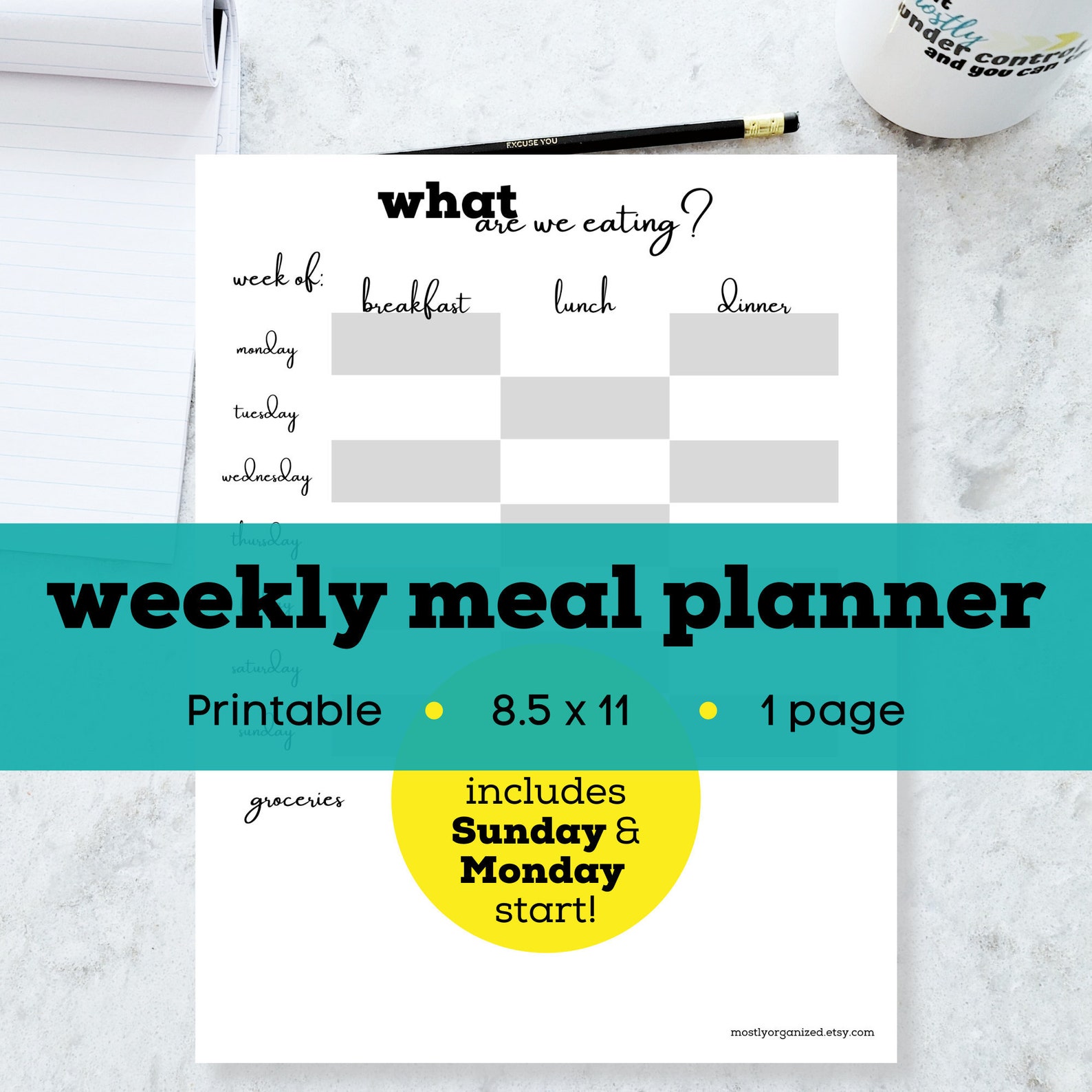 Weekly menu planner printable weekly dinner menu printable weekly