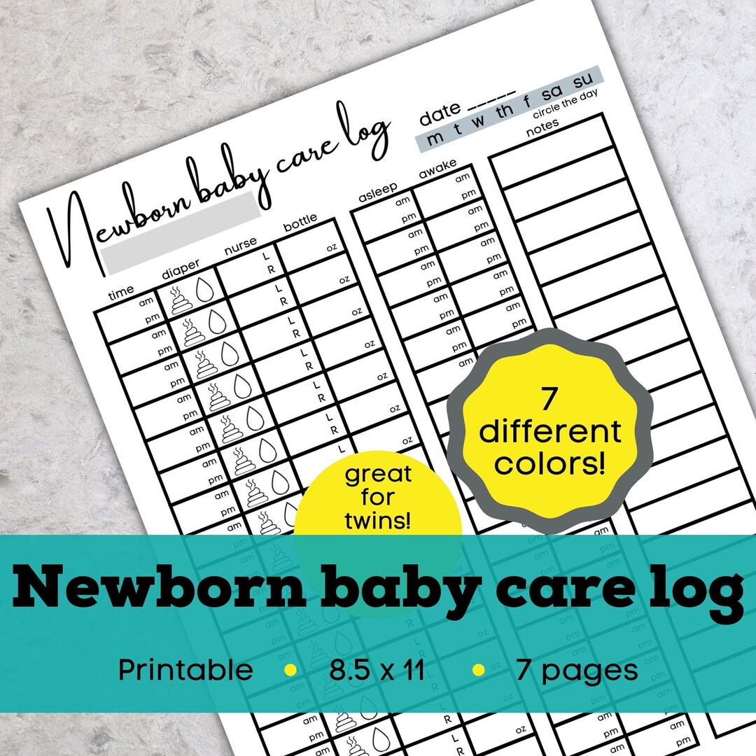 Newborn Baby Care Log Twins, Infant Daily Report, Daily Baby Log ...