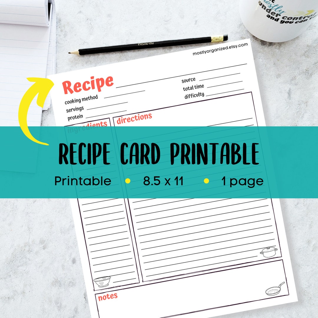 Full Page Recipe Binder Printable, Recipe Binder Pages, Digital Recipe Downloads, Diy Recipe ...